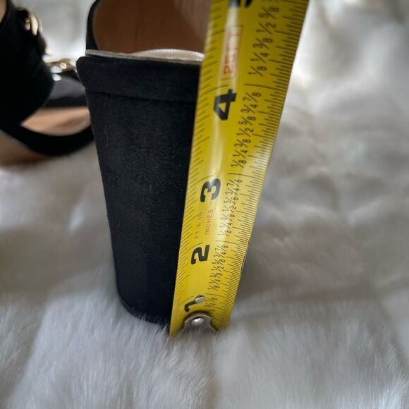 Rouge gold tone chain decor faux suede black heels size 9 - Picture 9 of 14